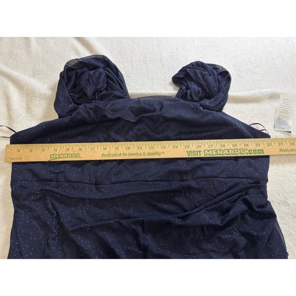 Alex Evenings Navy Blue Sparkle Off The Shoulder Ruched Gown 18W - Picture 8 of 11